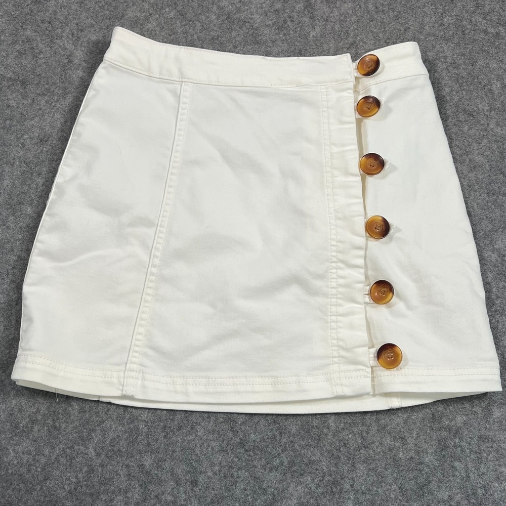 Free People White Little Daisies Side-Button Down Mini Skirt Women's Size 4